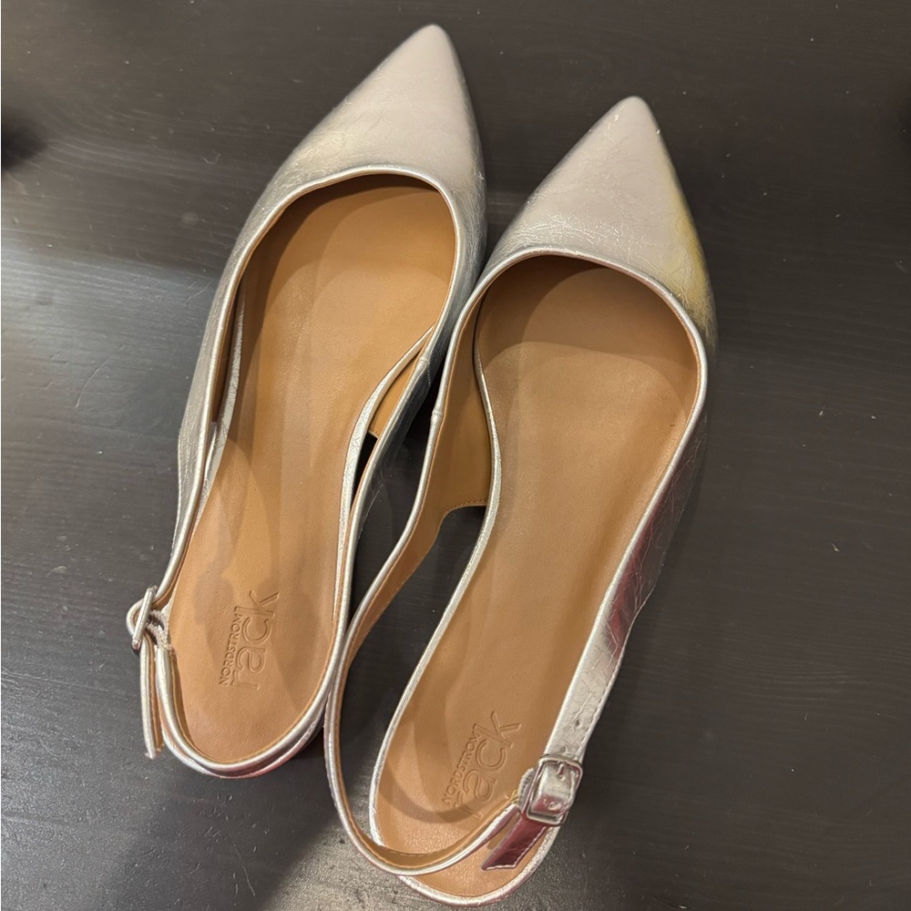 Nordstrom Rack Silver Slingback Flats